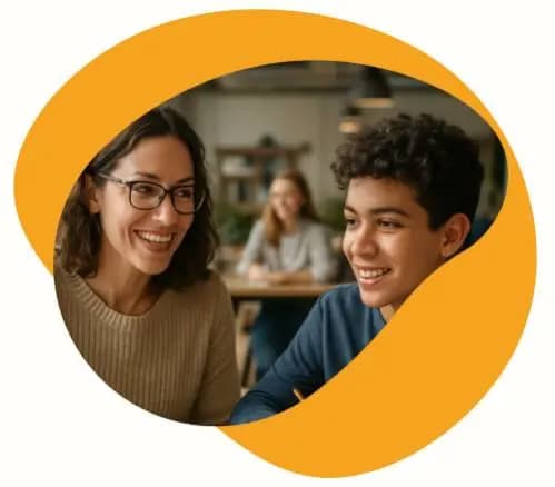 Professeure qui accompagne son élève durant un cours particulier