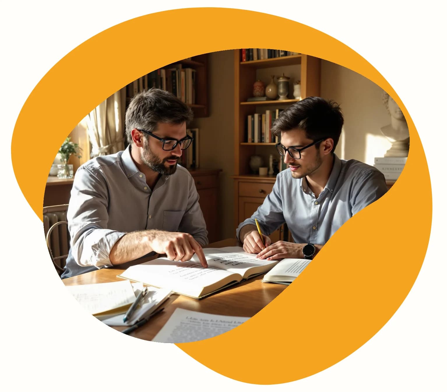 Professeure qui accompagne son élève durant un cours à domicile de marketing à Pau