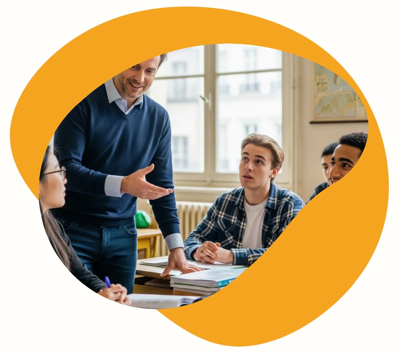 Professeure qui accompagne son élève durant un stages de SES