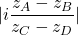 |i\displaystyle{\frac{z_A-z_B}{z_C-z_D}}|