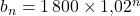 b_n=1\,800\times 1{,}02^n