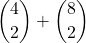 \dbinom{4}{2}+\dbinom{8}{2}