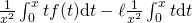 \frac{1}{x^2}\int_0^{x} t f(t)\text{d}t -\ell \frac{1}{x^2}\int_0^{x} t\text{d}t