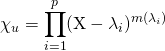 \chi_u = \displaystyle \prod _{i=1}^p ( \textrm {X} - \lambda_i)^{m(\lambda_i)}