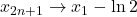 x_{2n+1}\to x_1-\ln2