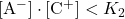 [\mathrm{A^-}]\cdot[\mathrm{C^+}] < K_2