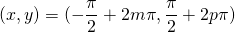 (x,y)=(-\dfrac{\pi}{2}+2m\pi,\dfrac{\pi}{2}+2p\pi)