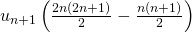 u_{n+1}\left(\frac{2n(2n+1)}{2}-\frac{n(n+1)}{2}\right)