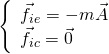 \left\{\begin{array}{l}\vec{f}_{ie}=-m\vec{A} \\ \vec{f}_{ic}=\vec{0} \end{array}\right.