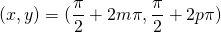 (x,y)=(\dfrac{\pi}{2}+2m\pi,\dfrac{\pi}{2}+2p\pi)