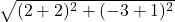 \sqrt{(2+2)^2+(-3+1)^2}