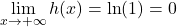 \lim\limits_{x \to +\infty} h(x) = \ln(1) = 0
