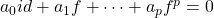 a_{0}id+a_{1}f+\dots+a_{p}f^{p}=0