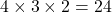 4\times 3\times 2=24