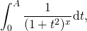 \displaystyle \int_0^{A}\frac{1}{(1+t^2)^x}\hbox{d}t,