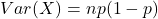 Var(X) = np(1-p)