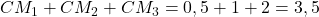 CM_1+CM_2+CM_3= 0,5 + 1 + 2=3,5