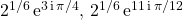 2 ^{1/6}\, \textrm{e} ^{3\, \textrm{i} \, \pi / 4 }, \, 2 ^{1/6} \, \textrm{e} ^{11\, \textrm{i} \, \pi / 12 }