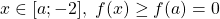 x\in [a;-2],\ f(x)\geq f(a)=0