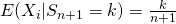 E(X_i|S_{n+1}=k)=\frac{k}{n+1}