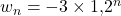 w_n=-3\times 1{,}2^n