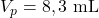 V_p=8,3~\mathrm{mL}