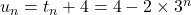 u_n=t_n+4=4-2\times 3^n