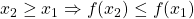 x_2 \ge x_1 \Rightarrow f(x_2) \leq f(x_1)