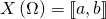 X \left( \Omega \right) = [\![ a, b ]\!]