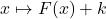 x\mapsto F(x)+k