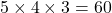 5\times 4\times 3=60