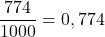 \dfrac{774}{1000}=0,774