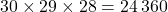 30\times 29\times 28=24\,360