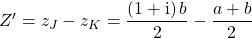 Z' = z_J - z_K =\dfrac { (1 + \textrm{i}) \, b } 2  - \dfrac { a + b } 2