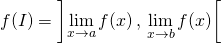 \displaystyle f(I) = \left ]\lim_{x \to a} f(x) \, , \, \lim_{x \to b} f(x) \right [
