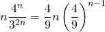 n \dfrac{4^n}{3^{2n}} = \dfrac49 n \left( \dfrac49 \right)^{n - 1}