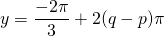 y = \displaystyle \frac {-2 \pi } 3 + 2 (q - p) \pi