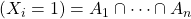 (X_i = 1) = A_1 \cap \cdots \cap A_n\,