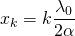 \displaystyle{x_k=k\frac{\lambda_0}{2\alpha}}