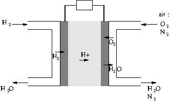 Schéma d'une pile à combustible en terminale