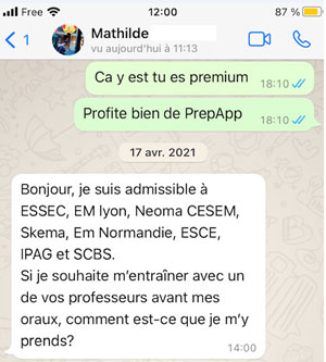 Résultats admissibilité de Mathilde Concours Sesame