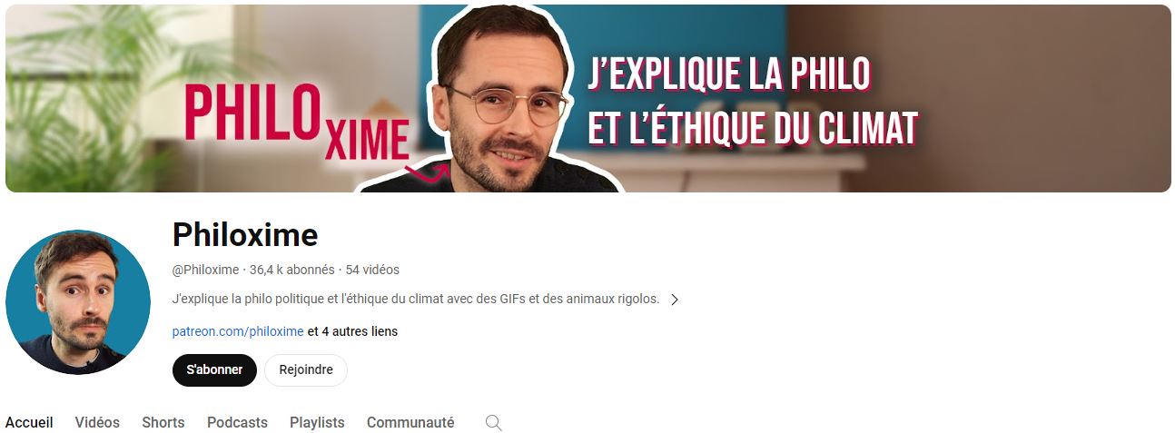 Chaine YouTube de philosophie de philoxime