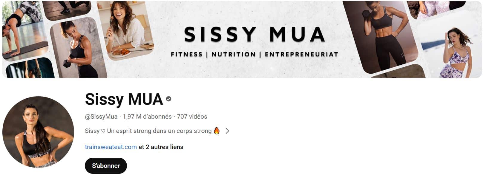 Chaine youtube de sport de Sissy MUA