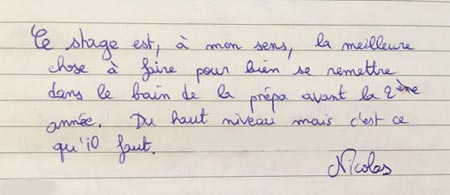 Avis sur le stage de pré-rentrée Groupe Réussite