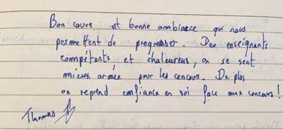 Témoignage sur Thomas sur les stages de vacances Groupe Réussite