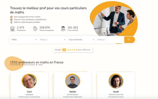 sites cours particuliers maths collège